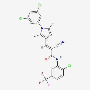 (E)-N-[2-chloro-5-(trifluoromethyl)phenyl]-2-cyano-3-[1-(3,5-dichlorophenyl)-2,5-dimethylpyrrol-3-yl]prop-2-enamide