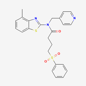 molecular formula C24H23N3O3S2 B2505229 4-(benzenesulfonyl)-N-(4-methyl-1,3-benzothiazol-2-yl)-N-[(pyridin-4-yl)methyl]butanamide CAS No. 923680-25-5
