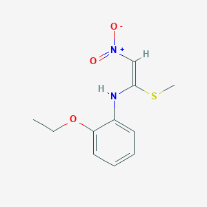 molecular formula C11H14N2O3S B2505257 2-ethoxy-N-[(E)-1-(methylsulfanyl)-2-nitroethenyl]aniline CAS No. 144341-33-3
