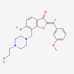 molecular formula C23H26N2O5 B2505258 (Z)-6-hydroxy-7-((4-(2-hydroxyethyl)piperazin-1-yl)methyl)-2-(3-methoxybenzylidene)benzofuran-3(2H)-one CAS No. 869078-54-6