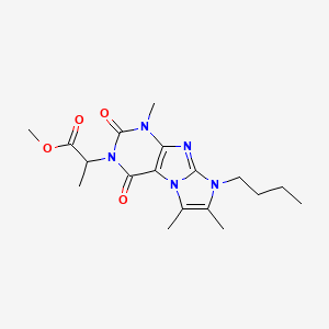 molecular formula C18H25N5O4 B2505259 Methyl 2-(8-butyl-1,6,7-trimethyl-2,4-dioxo-1,3,5-trihydro-4-imidazolino[1,2-h]purin-3-yl)propanoate CAS No. 886887-80-5