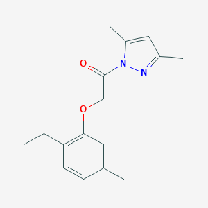 molecular formula C17H22N2O2 B250526 1-(3,5-DIMETHYL-1H-PYRAZOL-1-YL)-2-[5-METHYL-2-(PROPAN-2-YL)PHENOXY]ETHAN-1-ONE 