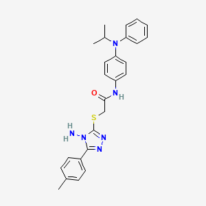 molecular formula C26H28N6OS B2505264 2-[[4-amino-5-(4-methylphenyl)-1,2,4-triazol-3-yl]sulfanyl]-N-[4-(N-propan-2-ylanilino)phenyl]acetamide CAS No. 727718-65-2