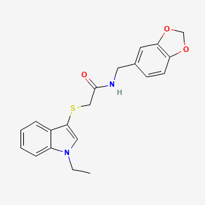 N-(1,3-benzodioxol-5-ylmethyl)-2-(1-ethylindol-3-yl)sulfanylacetamide