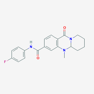molecular formula C20H20FN3O2 B2505275 N-(4-fluorophenyl)-5-methyl-11-oxo-5,6,7,8,9,11-hexahydro-5aH-pyrido[2,1-b]quinazoline-3-carboxamide CAS No. 1574583-79-1