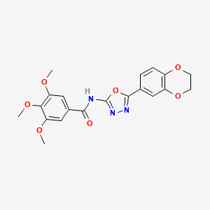 molecular formula C20H19N3O7 B2505293 N-[5-(2,3-dihydro-1,4-benzodioxin-6-yl)-1,3,4-oxadiazol-2-yl]-3,4,5-trimethoxybenzamide CAS No. 862808-29-5