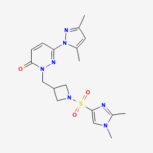 molecular formula C18H23N7O3S B2505294 2-({1-[(1,2-dimethyl-1H-imidazol-4-yl)sulfonyl]azetidin-3-yl}methyl)-6-(3,5-dimethyl-1H-pyrazol-1-yl)-2,3-dihydropyridazin-3-one CAS No. 2178771-12-3