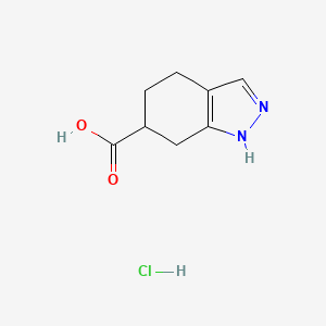 molecular formula C8H11ClN2O2 B2505298 4,5,6,7-Tetrahydro-1H-indazole-6-carboxylic acid;hydrochloride CAS No. 2470438-35-6