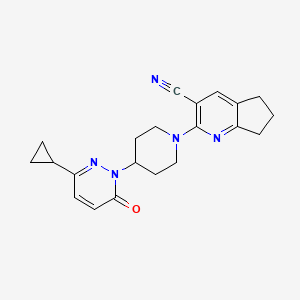 molecular formula C21H23N5O B2505309 2-[4-(3-Cyclopropyl-6-oxopyridazin-1-yl)piperidin-1-yl]-6,7-dihydro-5H-cyclopenta[b]pyridine-3-carbonitrile CAS No. 2319850-61-6