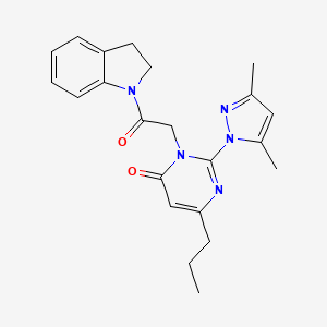 molecular formula C22H25N5O2 B2505314 2-(3,5-dimethyl-1H-pyrazol-1-yl)-3-(2-(indolin-1-yl)-2-oxoethyl)-6-propylpyrimidin-4(3H)-one CAS No. 1002430-19-4