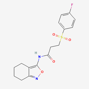 molecular formula C16H17FN2O4S B2505336 3-((4-fluorophenyl)sulfonyl)-N-(4,5,6,7-tetrahydrobenzo[c]isoxazol-3-yl)propanamide CAS No. 946322-78-7