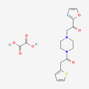 molecular formula C18H20N2O7S B2505342 1-(Furan-2-yl)-2-(4-(2-(thiophen-2-yl)acetyl)piperazin-1-yl)ethanone oxalate CAS No. 1351643-74-7