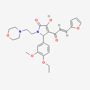 molecular formula C26H30N2O7 B2505343 (E)-5-(4-ethoxy-3-methoxyphenyl)-4-(3-(furan-2-yl)acryloyl)-3-hydroxy-1-(2-morpholinoethyl)-1H-pyrrol-2(5H)-one CAS No. 862315-13-7