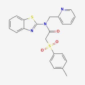 molecular formula C22H19N3O3S2 B2505346 N-(benzo[d]thiazol-2-yl)-N-(pyridin-2-ylmethyl)-2-tosylacetamide CAS No. 886905-58-4