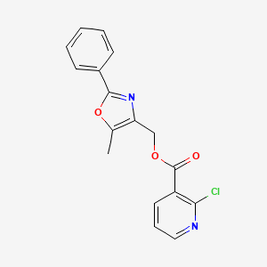 molecular formula C17H13ClN2O3 B2505352 (5-Methyl-2-phenyl-1,3-oxazol-4-yl)methyl 2-chloropyridine-3-carboxylate CAS No. 938384-76-0