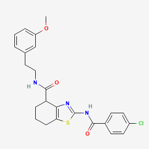 molecular formula C24H24ClN3O3S B2505353 2-(4-chlorobenzamido)-N-(3-methoxyphenethyl)-4,5,6,7-tetrahydrobenzo[d]thiazole-4-carboxamide CAS No. 955751-18-5