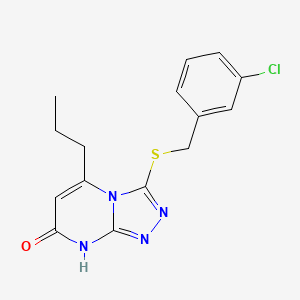 molecular formula C15H15ClN4OS B2505354 3-((3-chlorobenzyl)thio)-5-propyl-[1,2,4]triazolo[4,3-a]pyrimidin-7(8H)-one CAS No. 891127-47-2