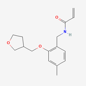 molecular formula C16H21NO3 B2505355 N-[[4-Methyl-2-(oxolan-3-ylmethoxy)phenyl]methyl]prop-2-enamide CAS No. 2305561-19-5