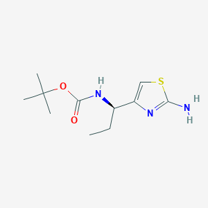 molecular formula C11H19N3O2S B2505359 Tert-butyl N-[(1R)-1-(2-amino-1,3-thiazol-4-yl)propyl]carbamate CAS No. 2580114-70-9