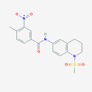 molecular formula C18H19N3O5S B2505364 4-methyl-N-(1-methylsulfonyl-3,4-dihydro-2H-quinolin-6-yl)-3-nitrobenzamide CAS No. 942007-21-8