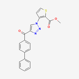 molecular formula C21H15N3O3S B2505368 methyl 3-[4-([1,1'-biphenyl]-4-ylcarbonyl)-1H-1,2,3-triazol-1-yl]-2-thiophenecarboxylate CAS No. 439111-70-3