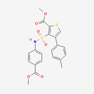 molecular formula C21H19NO6S2 B2505372 Methyl 3-{[4-(methoxycarbonyl)phenyl]sulfamoyl}-4-(4-methylphenyl)thiophene-2-carboxylate CAS No. 941889-09-4