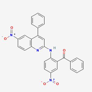 molecular formula C28H18N4O5 B2505375 (5-硝基-2-((6-硝基-4-苯基喹啉-2-基)氨基)苯基)(苯基)甲酮 CAS No. 64675-68-9