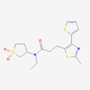 molecular formula C17H22N2O3S3 B2505394 N-(1,1-dioxidotetrahydrothiophen-3-yl)-N-ethyl-3-(2-methyl-4-(thiophen-2-yl)thiazol-5-yl)propanamide CAS No. 1049132-04-8