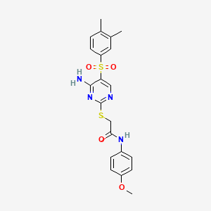 B2505404 2-[4-amino-5-(3,4-dimethylphenyl)sulfonylpyrimidin-2-yl]sulfanyl-N-(4-methoxyphenyl)acetamide CAS No. 872199-88-7