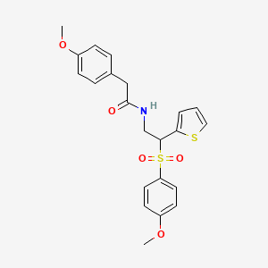 molecular formula C22H23NO5S2 B2505409 N-[2-(4-methoxybenzenesulfonyl)-2-(thiophen-2-yl)ethyl]-2-(4-methoxyphenyl)acetamide CAS No. 946297-41-2
