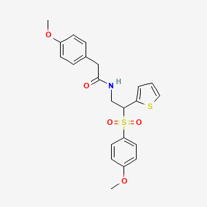 B2505409 2-(4-methoxyphenyl)-N-(2-((4-methoxyphenyl)sulfonyl)-2-(thiophen-2-yl)ethyl)acetamide CAS No. 946297-41-2