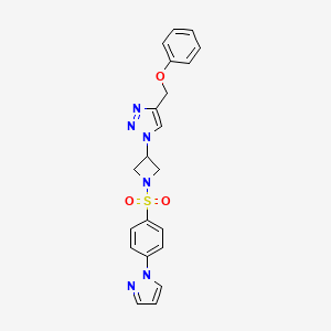 molecular formula C21H20N6O3S B2505413 1-(1-((4-(1H-pyrazol-1-yl)phenyl)sulfonyl)azetidin-3-yl)-4-(phenoxymethyl)-1H-1,2,3-triazole CAS No. 2034406-82-9