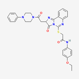 molecular formula C32H32N6O4S B2505416 N-(4-ethoxyphenyl)-2-({3-oxo-2-[2-oxo-2-(4-phenylpiperazin-1-yl)ethyl]-2H,3H-imidazo[1,2-c]quinazolin-5-yl}sulfanyl)acetamide CAS No. 1173733-83-9