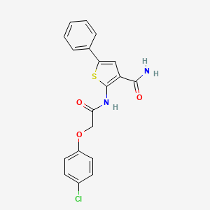molecular formula C19H15ClN2O3S B2505417 2-(2-(4-Chlorophenoxy)acetamido)-5-phenylthiophene-3-carboxamide CAS No. 946334-25-4