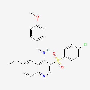 molecular formula C25H23ClN2O3S B2505418 3-((4-chlorophenyl)sulfonyl)-6-ethyl-N-(4-methoxybenzyl)quinolin-4-amine CAS No. 895647-17-3