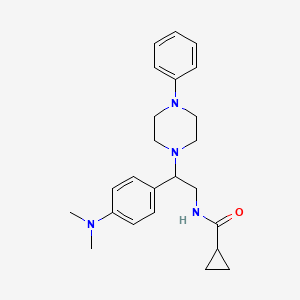 molecular formula C24H32N4O B2505420 N-{2-[4-(dimethylamino)phenyl]-2-(4-phenylpiperazin-1-yl)ethyl}cyclopropanecarboxamide CAS No. 946218-58-2