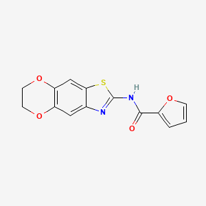 molecular formula C14H10N2O4S B2505422 N-(6,7-dihydro-[1,4]dioxino[2,3-f][1,3]benzothiazol-2-yl)furan-2-carboxamide CAS No. 892856-76-7