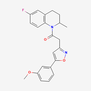 molecular formula C22H21FN2O3 B2505423 1-(6-fluoro-2-methyl-3,4-dihydroquinolin-1(2H)-yl)-2-(5-(3-methoxyphenyl)isoxazol-3-yl)ethanone CAS No. 953252-61-4