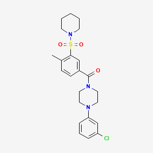 molecular formula C23H28ClN3O3S B2505425 4-(3-Chlorophenyl)piperazinyl 4-methyl-3-(piperidylsulfonyl)phenyl ketone CAS No. 690246-76-5