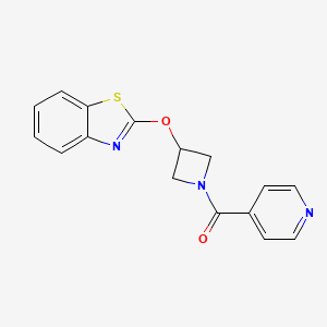 molecular formula C16H13N3O2S B2505429 (3-(Benzo[d]thiazol-2-yloxy)azetidin-1-yl)(pyridin-4-yl)methanone CAS No. 1787918-54-0