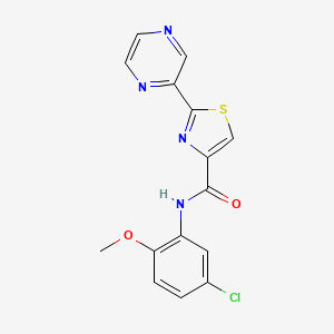 molecular formula C15H11ClN4O2S B2505433 N-(5-chloro-2-methoxyphenyl)-2-(pyrazin-2-yl)thiazole-4-carboxamide CAS No. 1234903-37-7