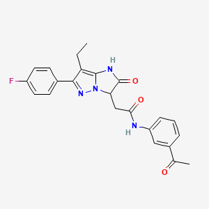 molecular formula C23H21FN4O3 B2505434 N-(3-acetylphenyl)-2-(7-ethyl-6-(4-fluorophenyl)-2-oxo-2,3-dihydro-1H-imidazo[1,2-b]pyrazol-3-yl)acetamide CAS No. 1421510-19-1