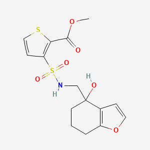 molecular formula C15H17NO6S2 B2505436 methyl 3-(N-((4-hydroxy-4,5,6,7-tetrahydrobenzofuran-4-yl)methyl)sulfamoyl)thiophene-2-carboxylate CAS No. 2309341-28-2