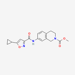 molecular formula C18H19N3O4 B2505441 methyl 7-(5-cyclopropyl-1,2-oxazole-3-amido)-1,2,3,4-tetrahydroisoquinoline-2-carboxylate CAS No. 1448135-46-3