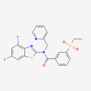 molecular formula C22H17F2N3O3S2 B2505459 N-(4,6-difluoro-1,3-benzothiazol-2-yl)-3-(ethanesulfonyl)-N-[(pyridin-2-yl)methyl]benzamide CAS No. 886944-22-5