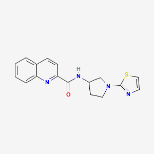 molecular formula C17H16N4OS B2505461 N-[1-(1,3-thiazol-2-yl)pyrrolidin-3-yl]quinoline-2-carboxamide CAS No. 1797320-88-7