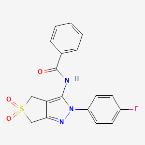 molecular formula C18H14FN3O3S B2505463 N-[2-(4-fluorophenyl)-5,5-dioxo-2H,4H,6H-5lambda6-thieno[3,4-c]pyrazol-3-yl]benzamide CAS No. 681266-90-0