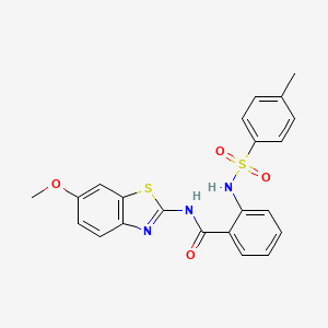 molecular formula C22H19N3O4S2 B2505500 N-(6-methoxy-1,3-benzothiazol-2-yl)-2-(4-methylbenzenesulfonamido)benzamide CAS No. 330190-07-3