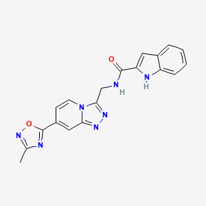 molecular formula C19H15N7O2 B2505512 N-{[7-(3-Methyl-1,2,4-oxadiazol-5-YL)-[1,2,4]triazolo[4,3-A]pyridin-3-YL]methyl}-1H-indole-2-carboxamide CAS No. 1775354-75-0