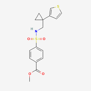molecular formula C16H17NO4S2 B2505513 Methyl 4-({[1-(thiophen-3-yl)cyclopropyl]methyl}sulfamoyl)benzoate CAS No. 2415503-72-7